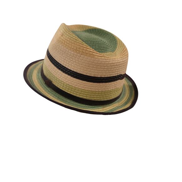 Som-Her Mexico Colorblock Straw Fedora Hat Cream Green Black Unisex O/S Boho main image 8